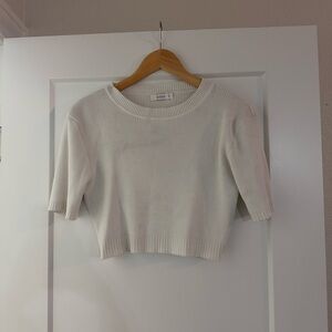 DISSH women’s White Ribbed Crop Tee